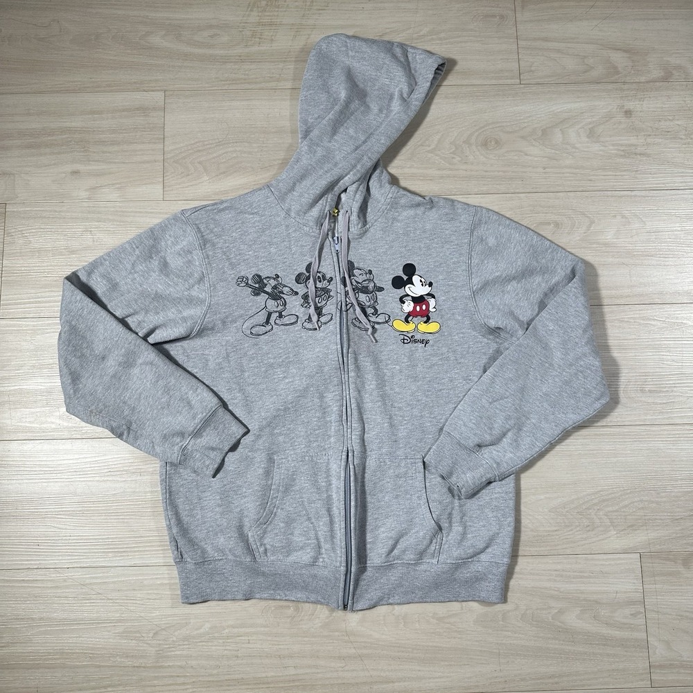 Disney Mickey Mouse Full Zip Hoodie Grey Graphic Retro Y2K Mens XL AJ4064